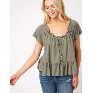 Free People Charlie Tee Army Sage